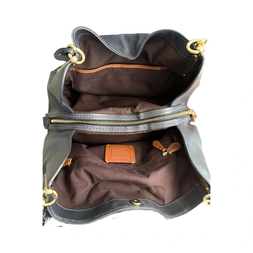 Coach Dalton 31 Horse and Carriage Jacquard Shoulder Bag - Blue Denim. LIKE NEW - Picture 9 of 13